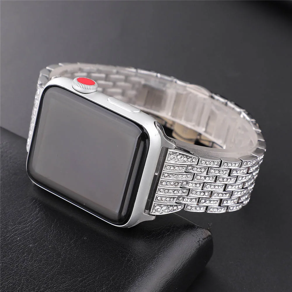 Модные рифленая нержавеющая сталь браслет для наручных часов Apple Watch, версии 40/44/38 мм/42 мм, ремешок для запястья серии 5, 4, 3, 2, 1, с металлическим ремнем