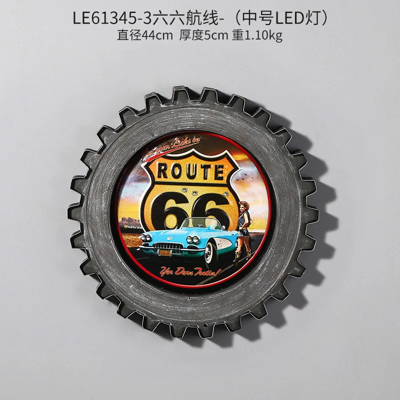 Iron Gear with LED Light Novelty Remote Control Vintage Gear Hanging Restaurant Cafe Shop Decor Home Living Room Wall Decoration - Цвет: M 017 with light
