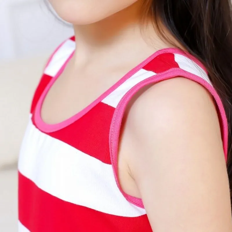 Платье-жилет для девочек из хлопка в полоску повседневное летнее 2019 | Детская