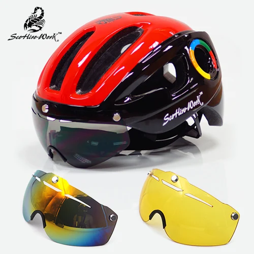 red-black 3 lens 270 г Ультралайт EPS велосипедный шлем для мужчин дорожный mtb горный велосипед шлем линзы очки Велосипедное снаряжение 9 вентиляционных отверстий Casco Ciclismo - Цвет: red-black 3 lens