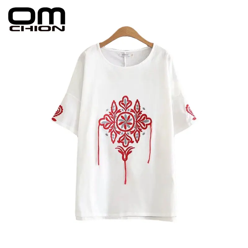 OMCHION лоскутное Ретро Народная вышивка летние топы 2018 Повседневное свободные Blusa