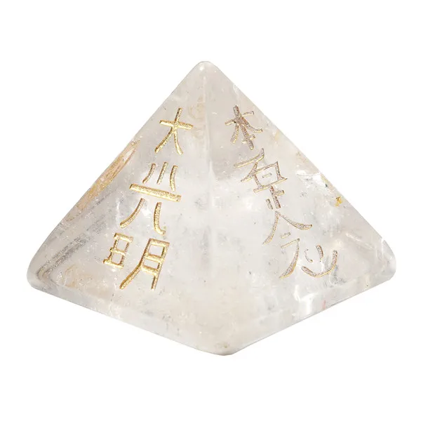 Rock Crystal Quartz Sunligoo 1 шт. Usui символ рейки пирамида-Аметист/прозрачный кварцевый кристалл пирамид исцеляющий камень травленый рейки натуральный камень ремесло - Цвет: Rock Crystal Quartz