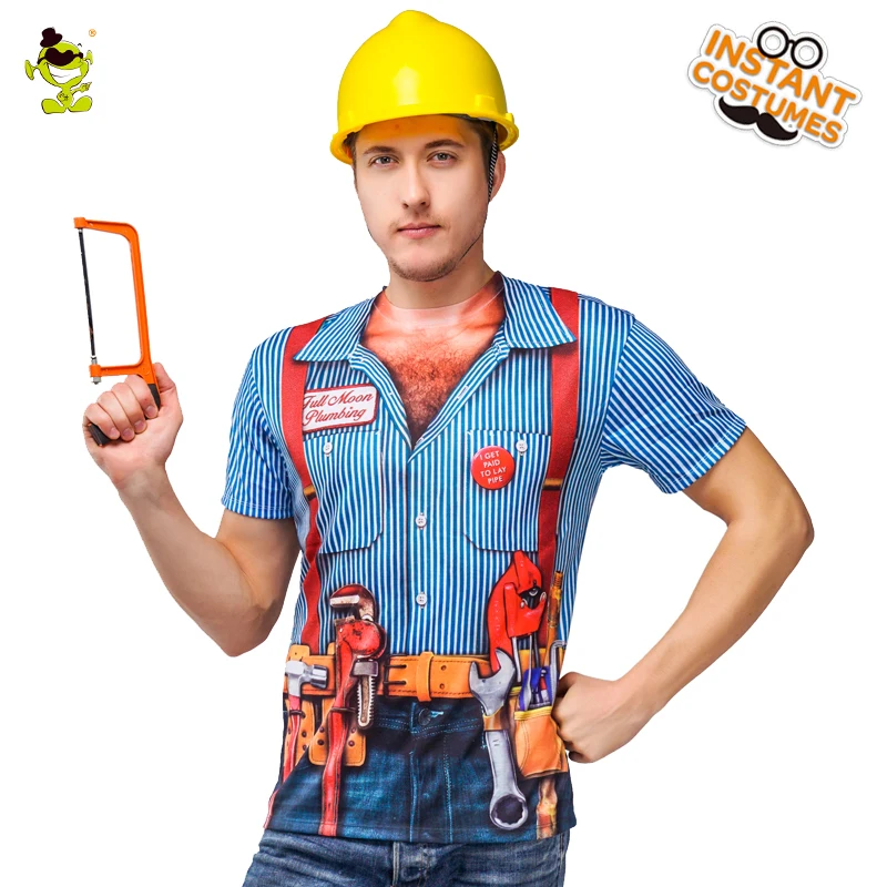 Футболка для взрослых мужчин строителей с 3D принтом милые футболки коротким