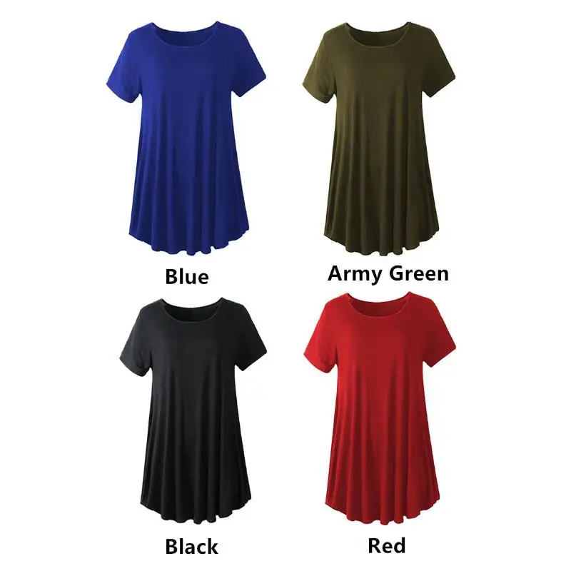 Четырехцветная Модальная Повседневная Длинная футболка Женские однотонные топы