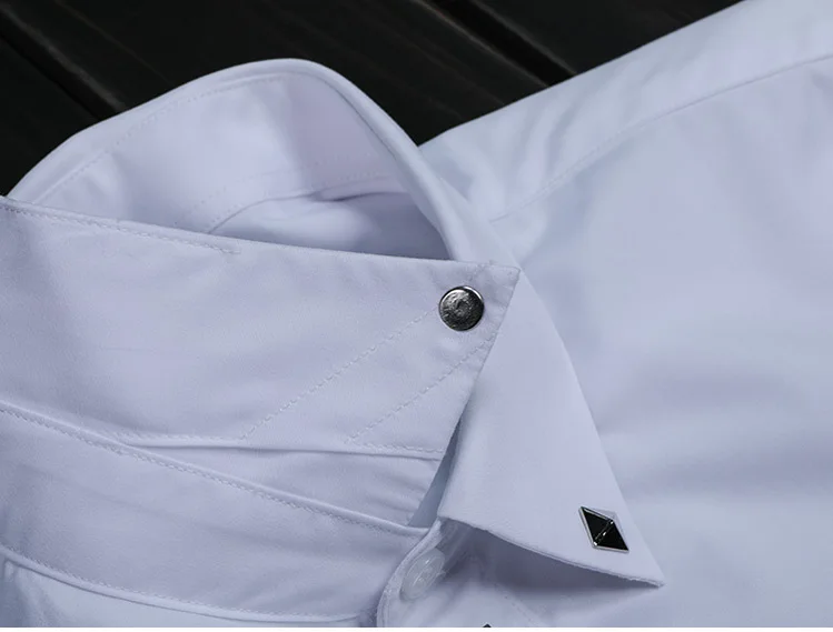 Рубашка мужская с длинным рукавом хлопковая блузка украшением из дрели оригинал