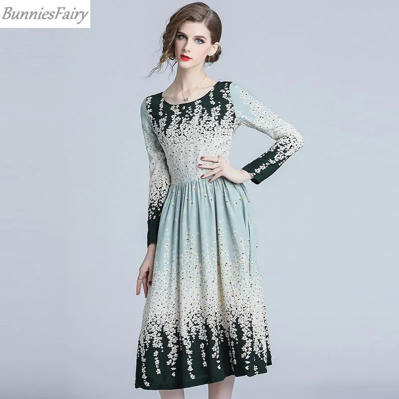 BunniesFairy 2019 весеннее женское платье в стиле Mori Girl зеленый черный цвет цветочный