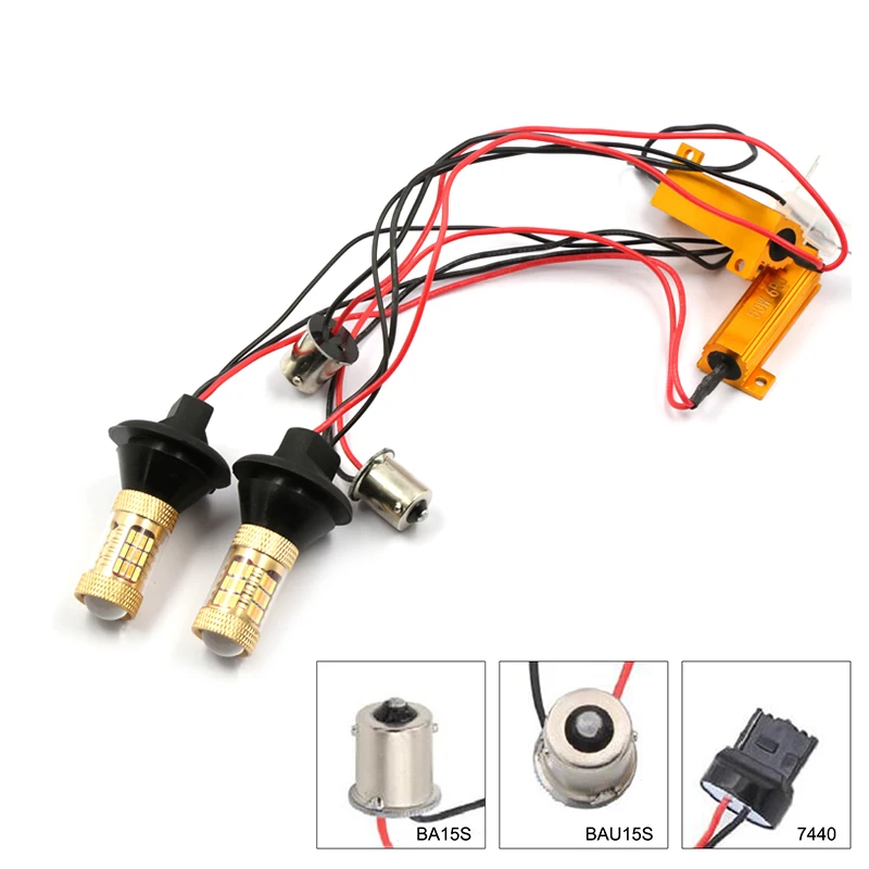 Новинка 2x двухцветные 54SMD 4014 белый Янтарный T20 7440 светодиодный лампы для передних
