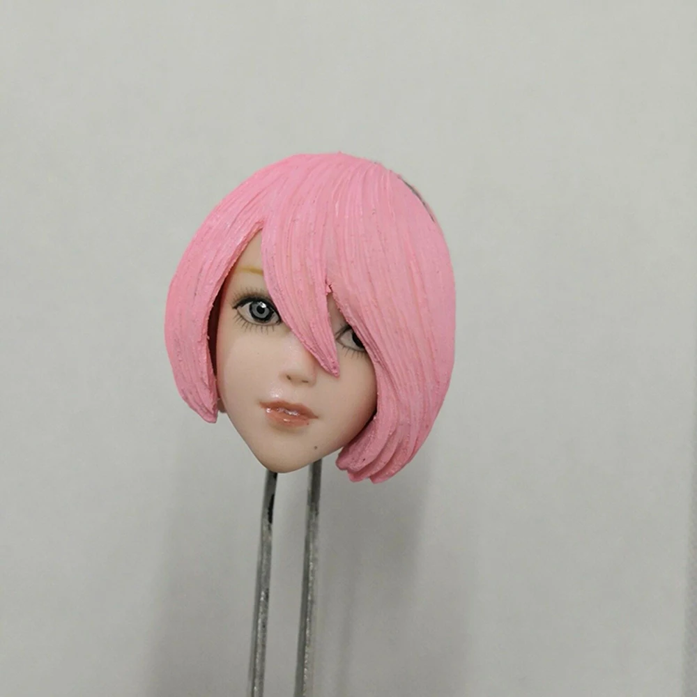 

1/6 Female Head Sculpt Accessory 2B PS4 NieR Automata Anime Female Head Sculpt Pale Color with Pink Hiar for 12'' Action Figure