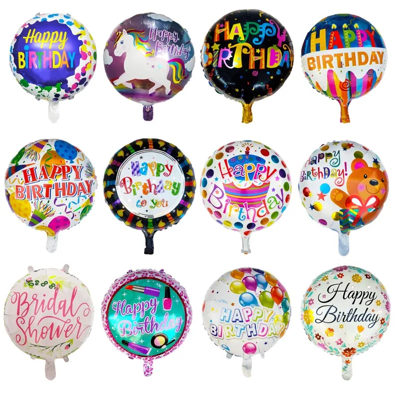 

50pcs 18inch Happy Birthday Balloon Aluminium Foil Helium Party Balloon Mylar Balls For Kid Party Decoration Toys Air Globos