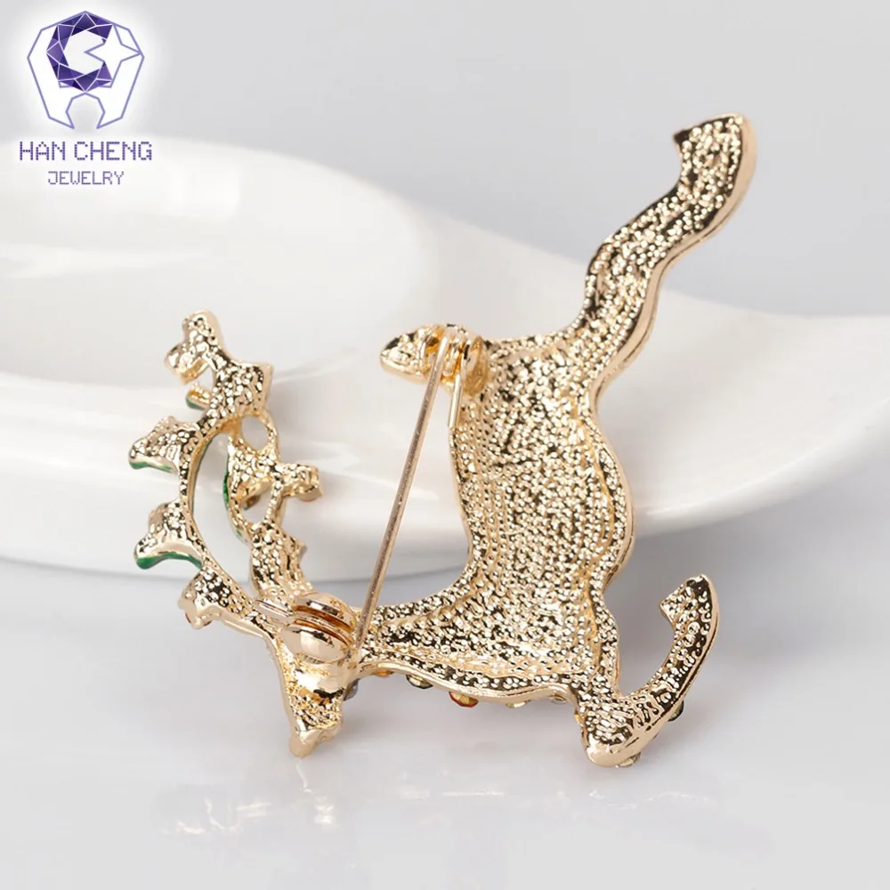 Han Cheng модные броши в виде животных глазурь Золотой горный хрусталь кристалл
