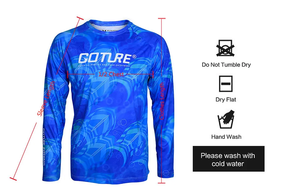 Goture одежда для рыбалки с длинным рукавом, быстросохнущая футболка с защитой от солнца и УФ-излучения, жилеты, спортивная одежда, доступны два цвета
