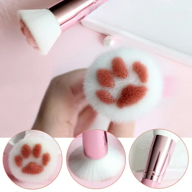 1Pcs Cat Claw Shaped Makeup Brushes Kawaii Foundation Brush Powder Plastic Handle Man-Made Fiber Cosmetic Tool | Красота и здоровье