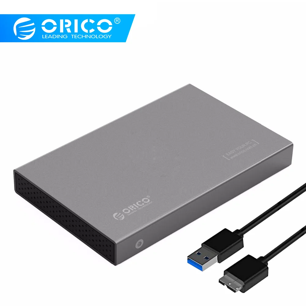 ORICO 2518S3-GY 2,5 дюймовый корпус жесткого диска Алюминий USB3.0 5 Гбит/с Поддержка 7 мм и 9,5 мм-серый