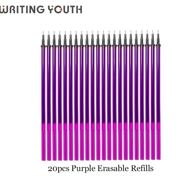 20pcs purple 20 шт./компл. черные, голубые чернила гелевых ручек со стирающимися чернилами ручка заправки стержней большая Ёмкость записи Замена для бизнес планирования школьные принадлежности канцелярские товары - Цвет: 20pcs purple