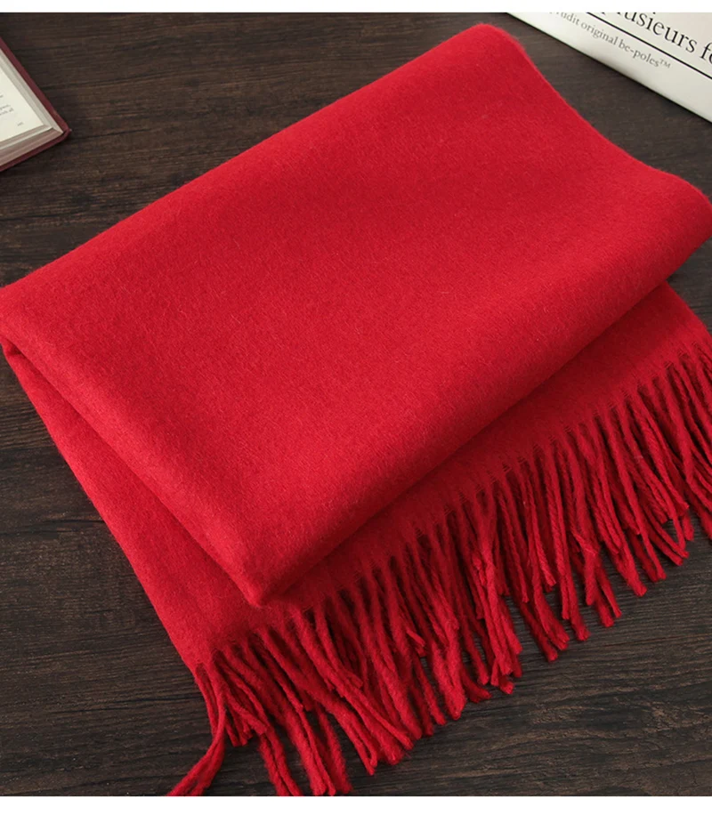 Luxury Winter Scarf Wool Cashmere Scarf Poncho Stoles Women Thicken Warm Scarves Wrap Pashmina Tassels Solid Color Scarf