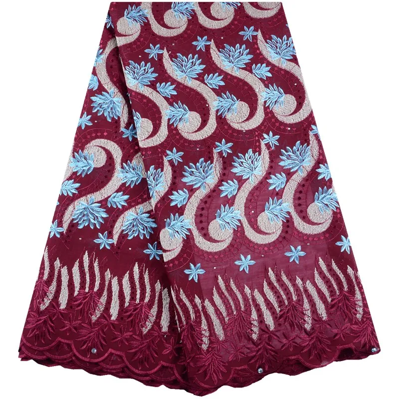 Нигерийская хлопковая кружевная ткань с камнями швейцарская вуаль кружево в