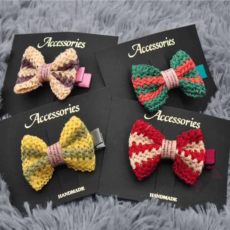 

20pcs Boutique Cute Striped Hair Bow Hairpins Solid Crochet Bowknot Hair Clips Fashion Princess Headwear Hair Accessories