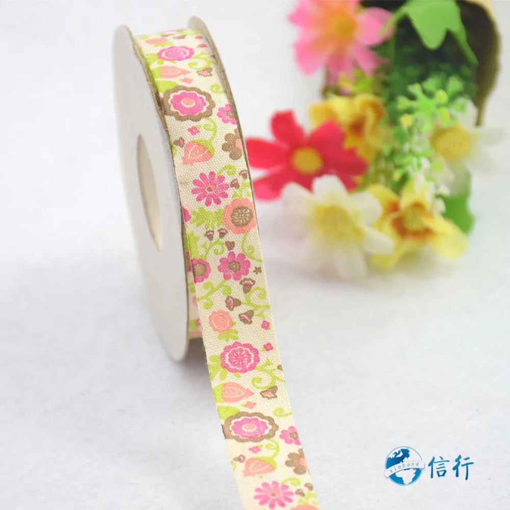 15mm width flower printed ribbons cotton Grosgrain ribbon lace satin DIY hairbow accessories gift package #3464 | Дом и сад