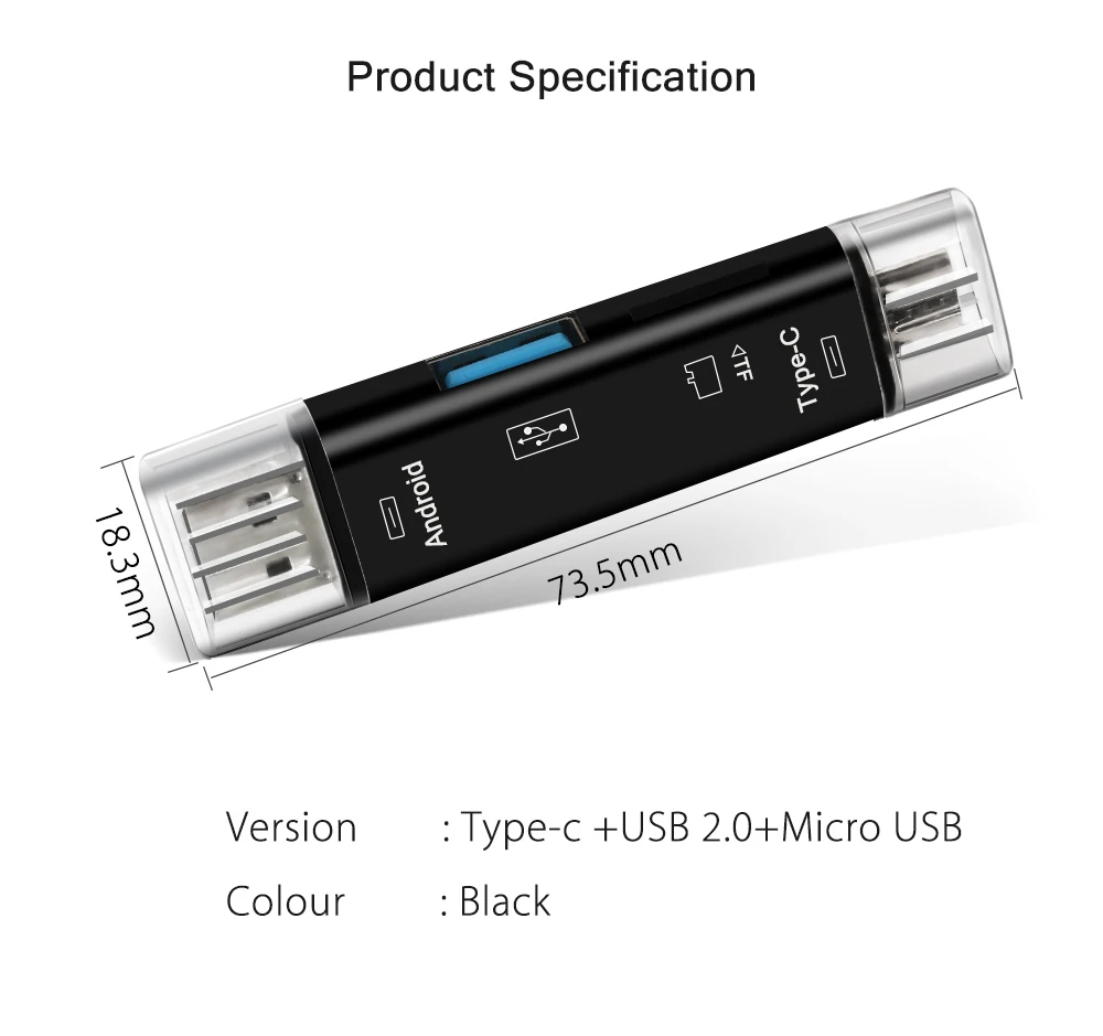 3 в 1 Тип C/Micro USB OTG карта адаптер Тип C/USB/Micro USB SD TF считыватель карт памяти для Andrio PC Mac компьютер скрытый USB