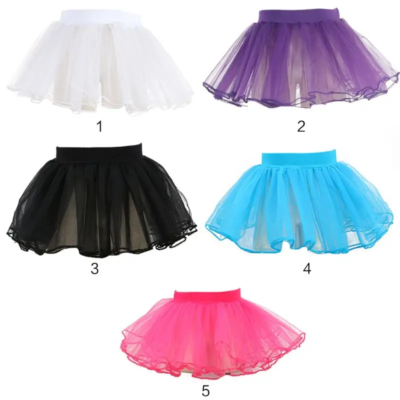 

Kid Girl Layered Tulle Ballet Dance Mini Tutu Skirt Ruffled Trim Fluffy Sweet Candy Color Party Costume Princess Pettiskirt 3-8T