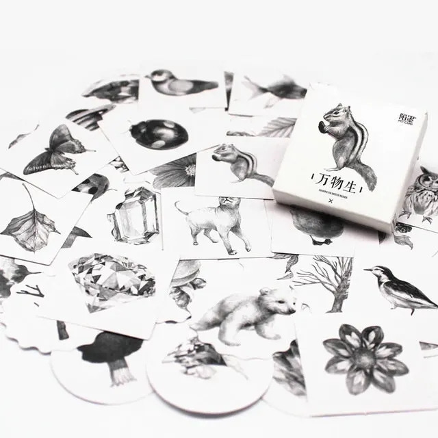 1 шт. черно-белые канцелярские наклейки Kawaii Papeleria для путешественников, мини-ежедневники, школьный журнал, канцелярские принадлежности Papelaria