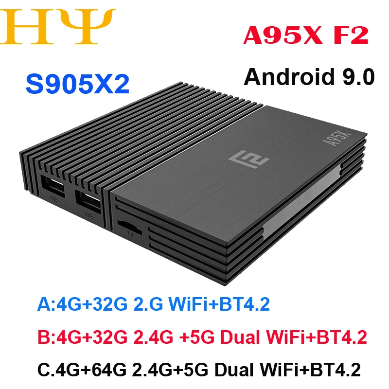 ТВ приставка Android 9 0 A95X F2 Amlogic S905X2 4K Smart tv плеер 4 Гб 64 2 4G и 5G двойной wifi PK X96 Mi