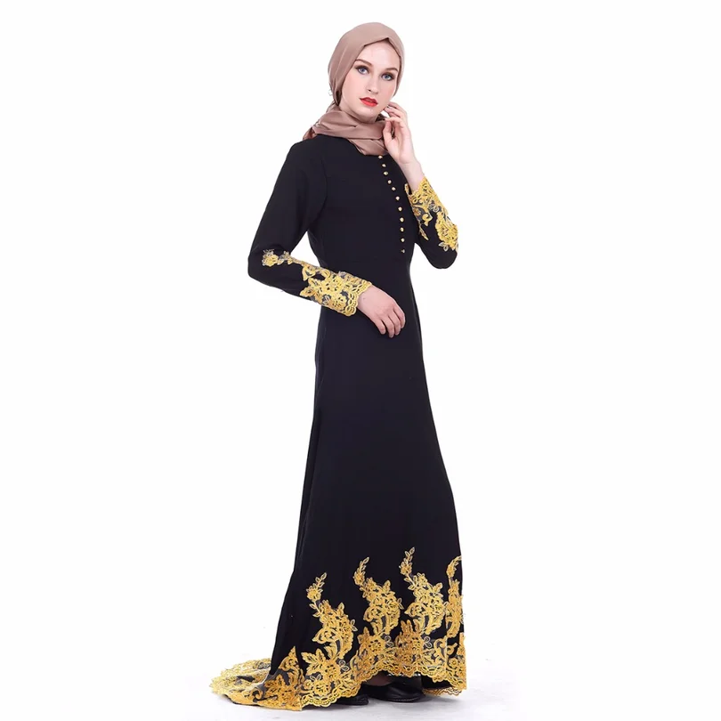 Мусульманский взрослых золотой одежда с вышивкой мусульмане Дубай Мода