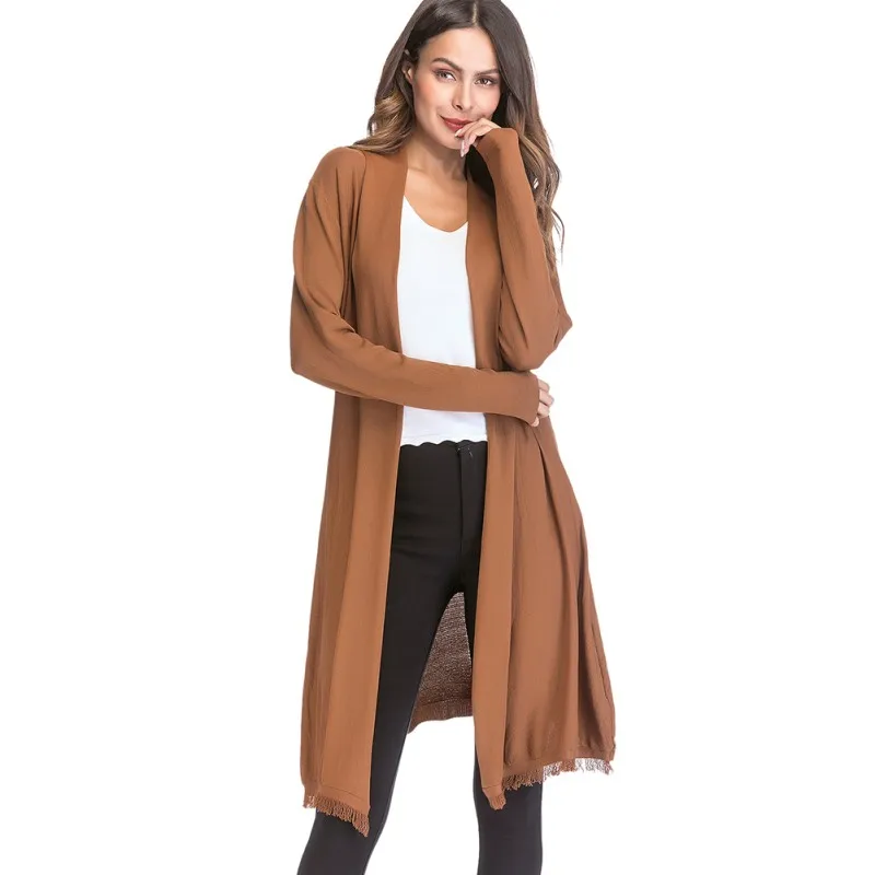 Harajuku Long Tassel Asymmetric Hem Sleeve Cardigan Ladies Autumn Fashion Knitted Sweater Women Coat Casual Cardigans |