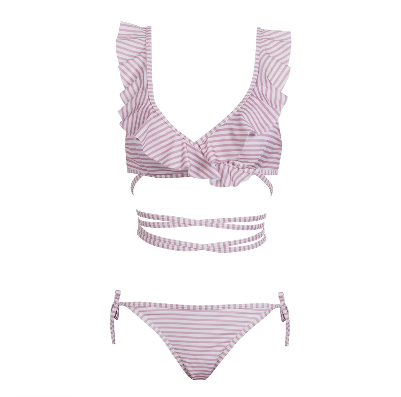 2 шт. женский купальник с чашками пуш ап и воланами|beachwear women|beachwear swimwearbeachwear bikinis |