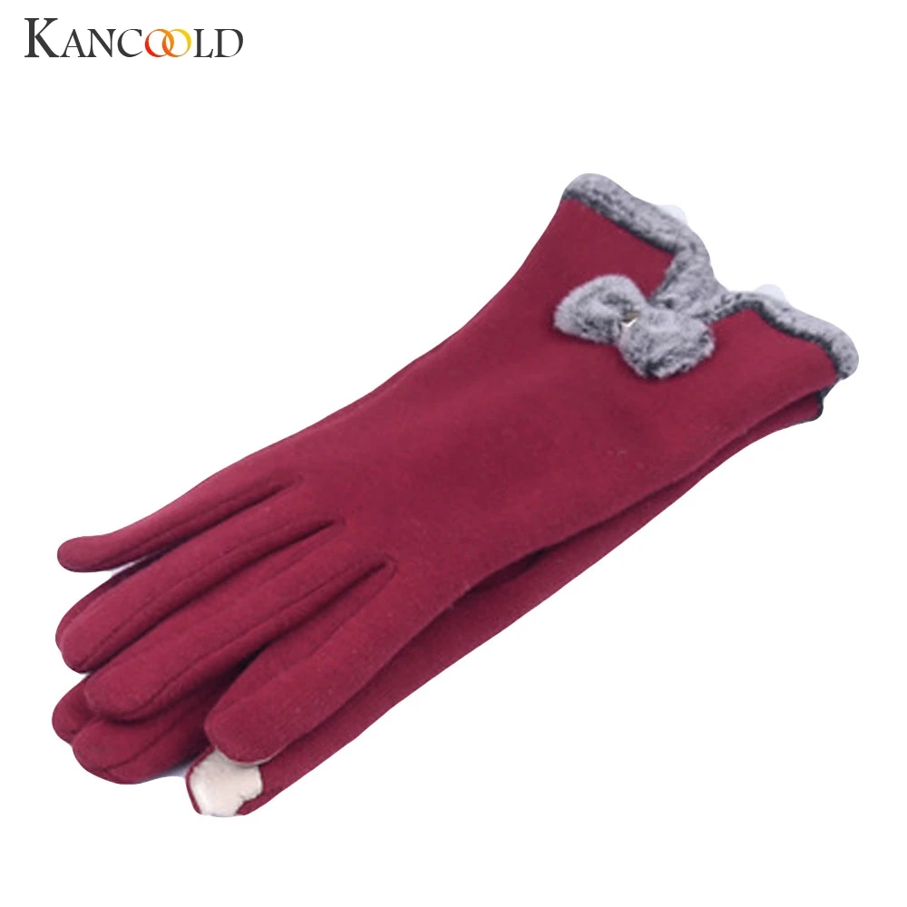 Перчатки kancoold, женские модные пушистые зимние теплые перчатки на весь палец, лыжные ветрозащитные перчатки с бантом для рук, новые женские перчатки 2018NOV29