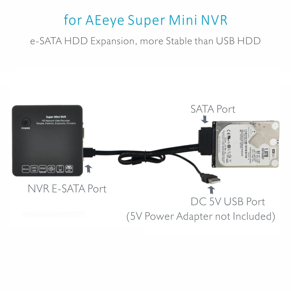 Расширительный кабель ENSTER e SATA HDD для XMEYE/ AEEYE Super Mini NVR порт преобразования в DC5V