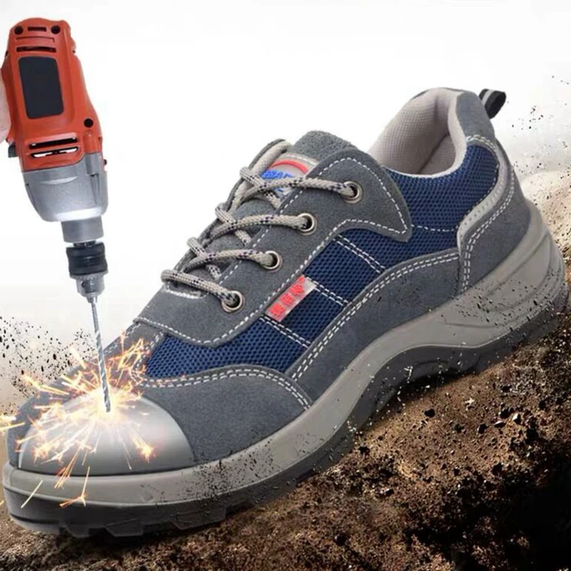 Мужская модная дышащая защитная обувь Рабочая нескользящие туфли в стиле