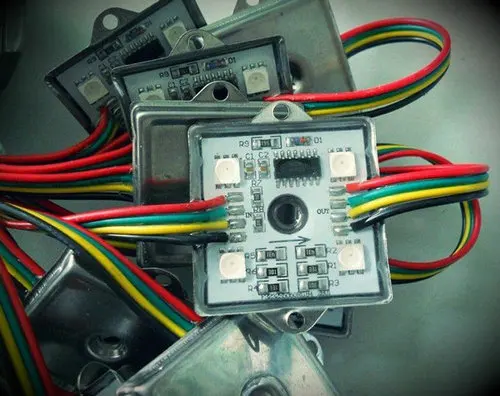 100 шт. SPI программируемый WS2801 4LED пиксельный модульный 5050 RGB SMD Водонепроницаемый 12V