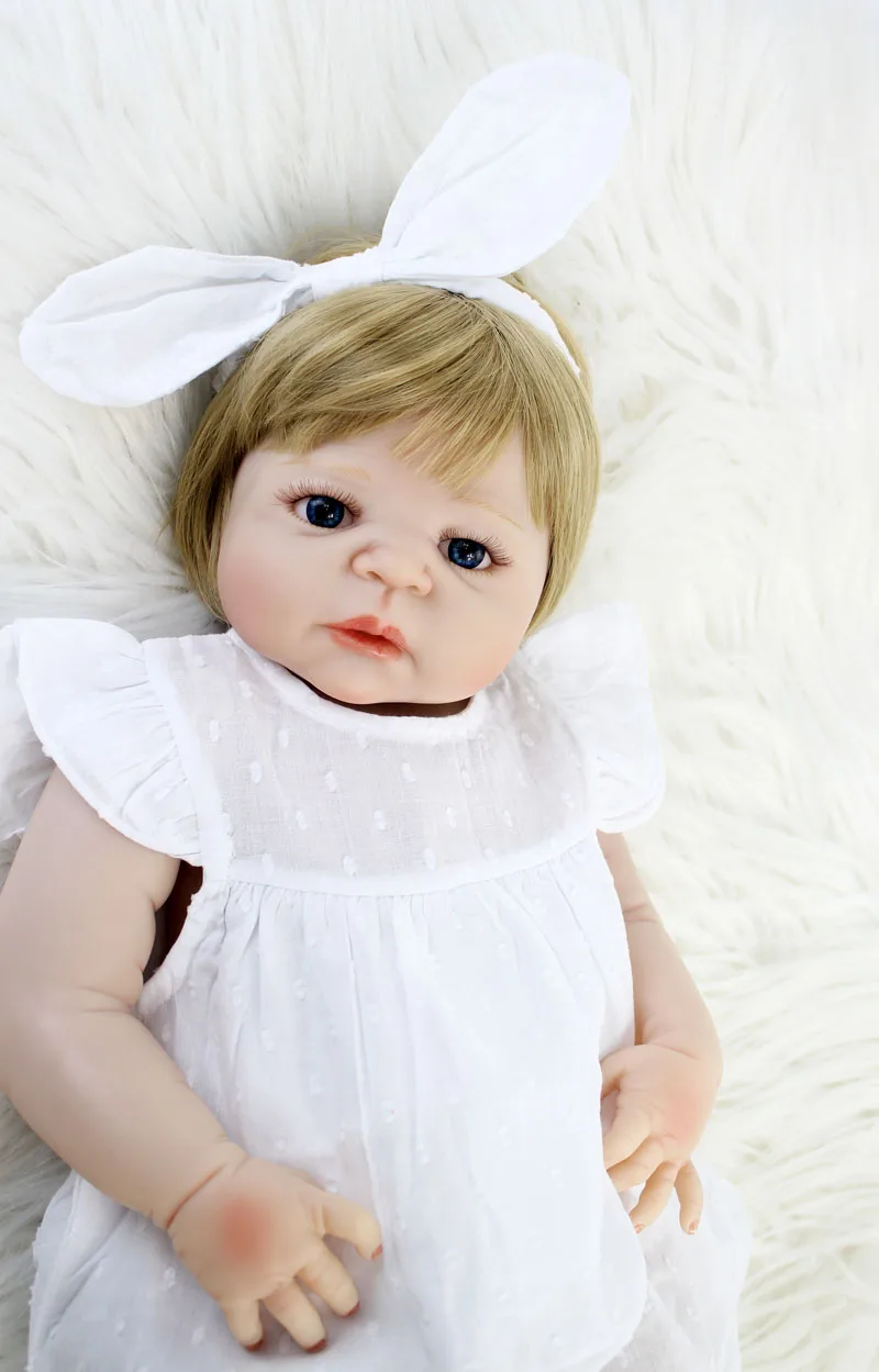 

55cm Full Silicone Reborn Baby Doll Toy 22" Lifelike Vinyl Newborn Princess Baby Girl Bonecas Bebe Alive Bathe Toy Birthday Gift