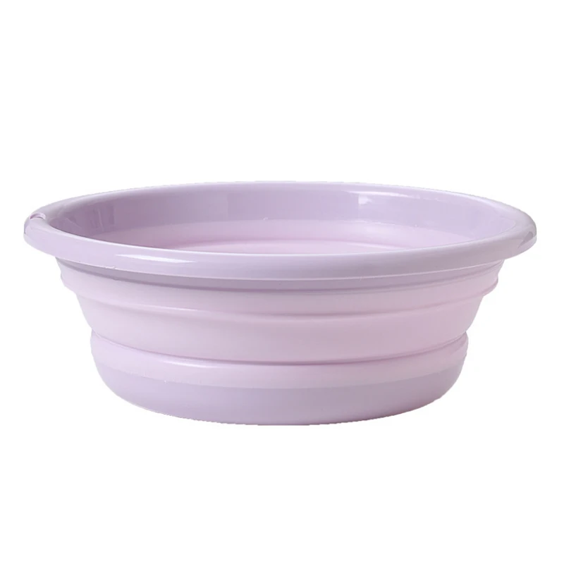 Purple S Портативный складной умывальник круглый умывальник для ванной комнаты для прачечной Кемпинг путешествия WXV - Цвет: Purple S
