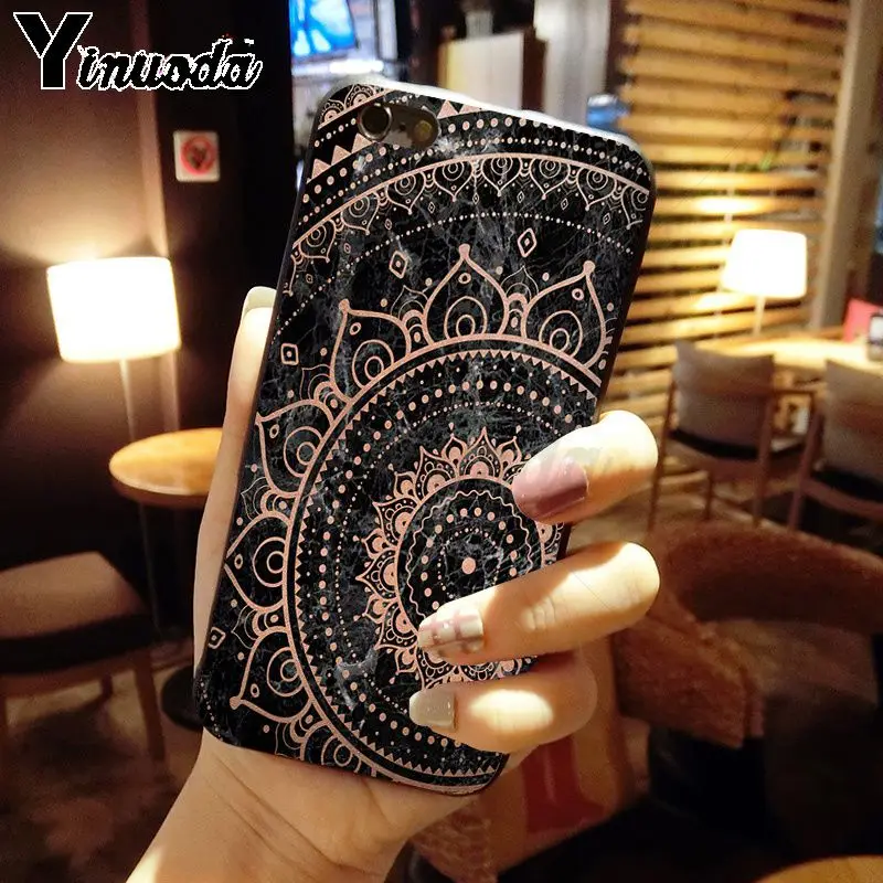 Yinuoda синяя Золотая мандала цветок мечта колесики чехол для телефона Fundas iPhone X XS MAX 6