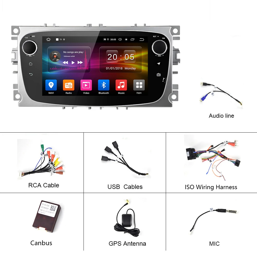 Podofo 2 Din радио Android 9 0 MP5 автомобильный dvd-плеер gps/wifi для Ford Focus Mondeo Kuga C-MAX S-MAX Galaxy