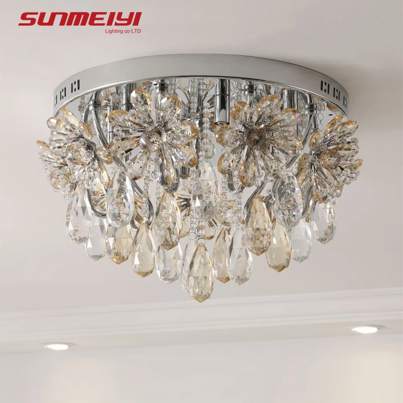Postmodern Crystal Ceiling Lights For Home Flower Crystals Bedroom Lights decor Nordic Lamps For Living room Hall Dining room