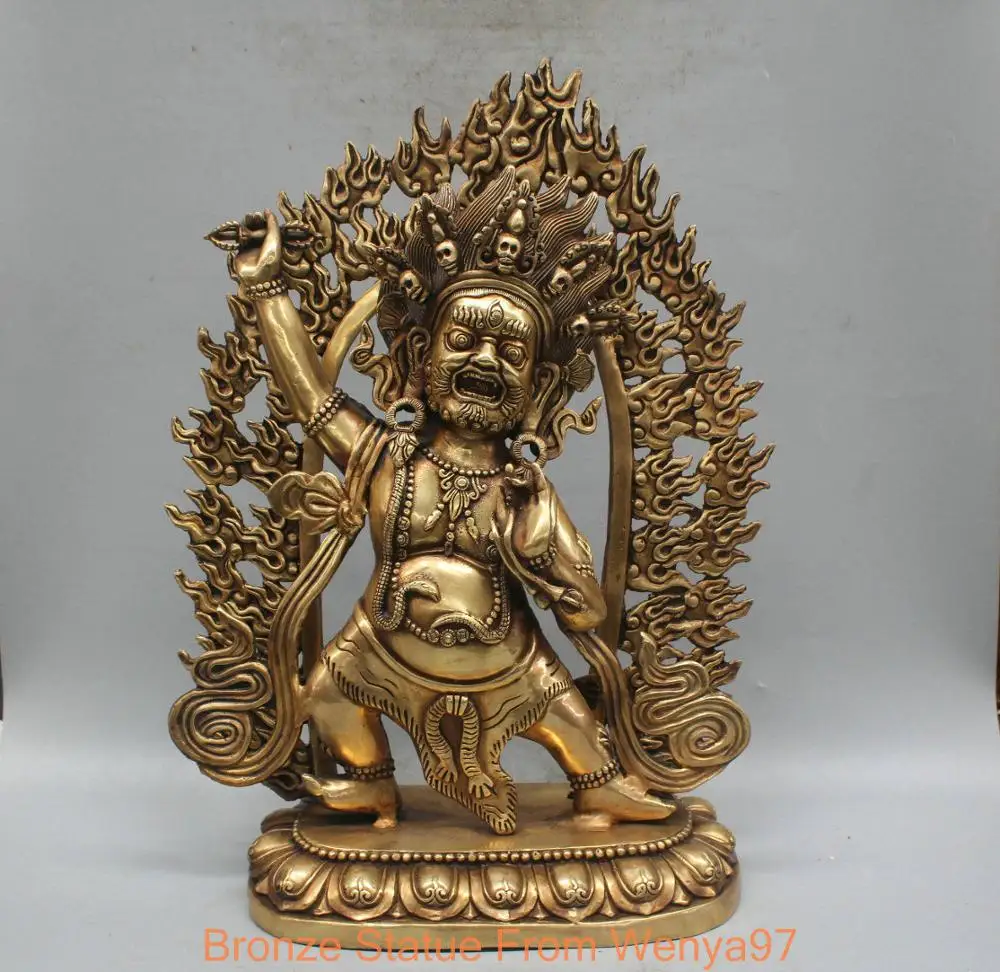 18 &quotКитай Тибет Ваджрапани Махакалы Ямантака Будды Бронзовая Статуя QQ|qq car|qq chinaqq