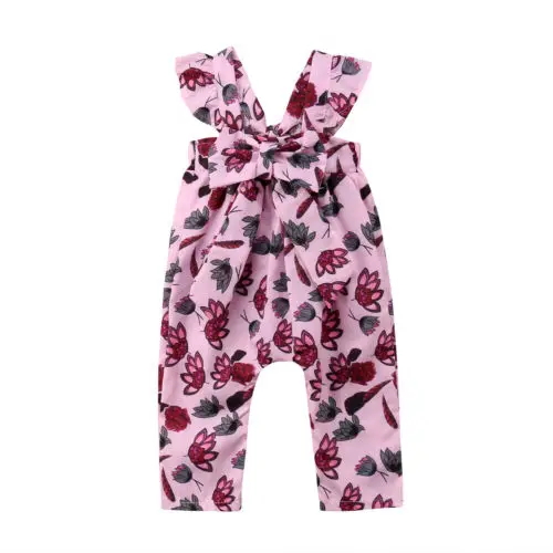 2018 новый летний ребенок девочка Цветочные рукавов комбинезон для маленьких