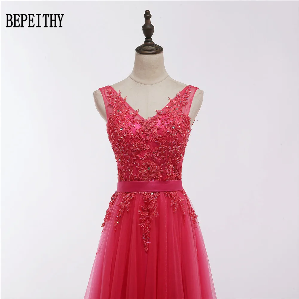 BEPEITHY Robe De Soiree Sexy 2019 Red Lace Beading Backless Long Evening Dresses Bride Banquet Elegant Floor-length Prom Dress | Свадьбы и