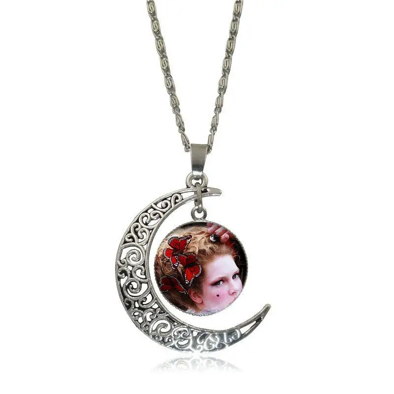 EJ Glaze Life Magazine Butterfly Woman Fashion Glass Cabochon Moon Pendant Necklace Choker Jewelry For Women Gifts Boy | Украшения и