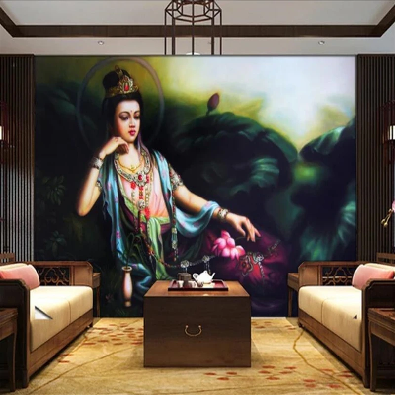 Wellyu Dunhuang Летающий нефритовый фон с изголовьем на заказ большой росписи зеленые