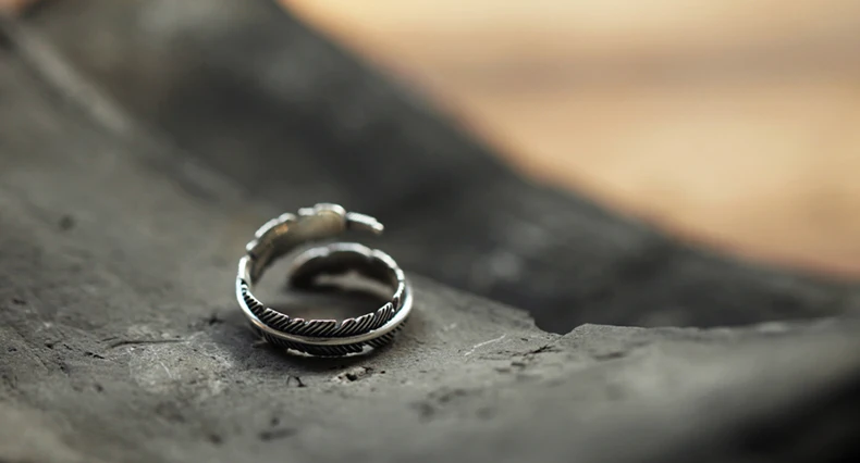 Женские винтажные кольца с перьями серебристые регулируемого размера 2017 |