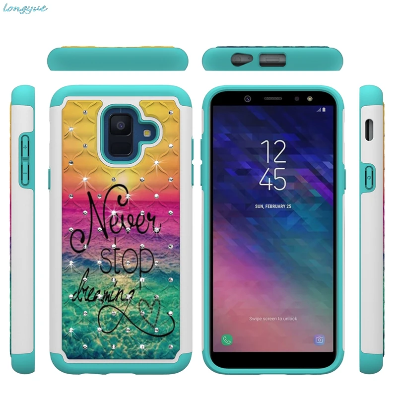 Сумка для Samsung Galaxy A6 2018 чехол Гибридный противоударный бриллиантами со стразами