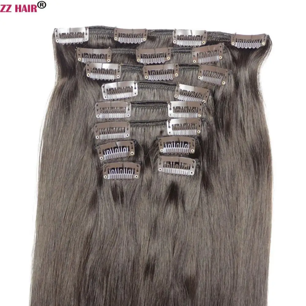 ZZHAIR, 140 г-280 г, 1"-28", волосы remy для машинного производства, 10 шт. в наборе, человеческие волосы для наращивания на заколках, набор на всю голову, Натуральные Прямые Волосы