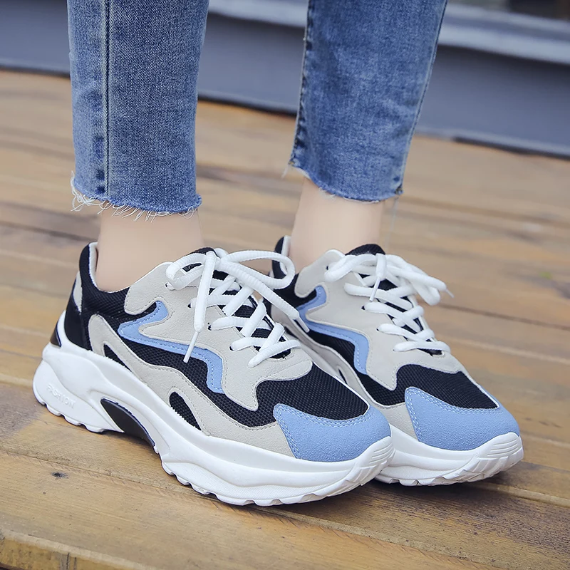 Весенняя женская повседневная обувь 2019 г. кроссовки женские на платформе дышащая