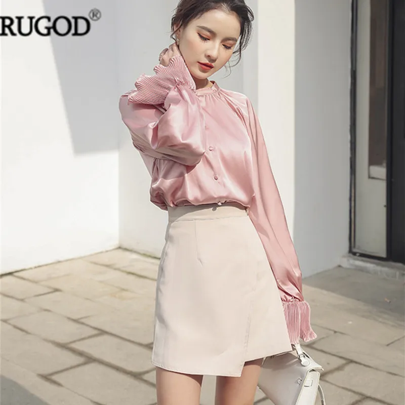 Женская Офисная рубашка RUGOD элегантная однобортная с длинным рукавом бабочкой