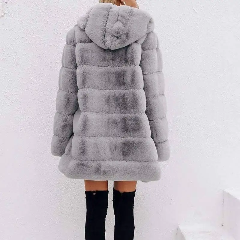 Пальто из искусственного меха кролика CP Long для женщин с карманами искусственные куртки повседневные женские леди CP78.