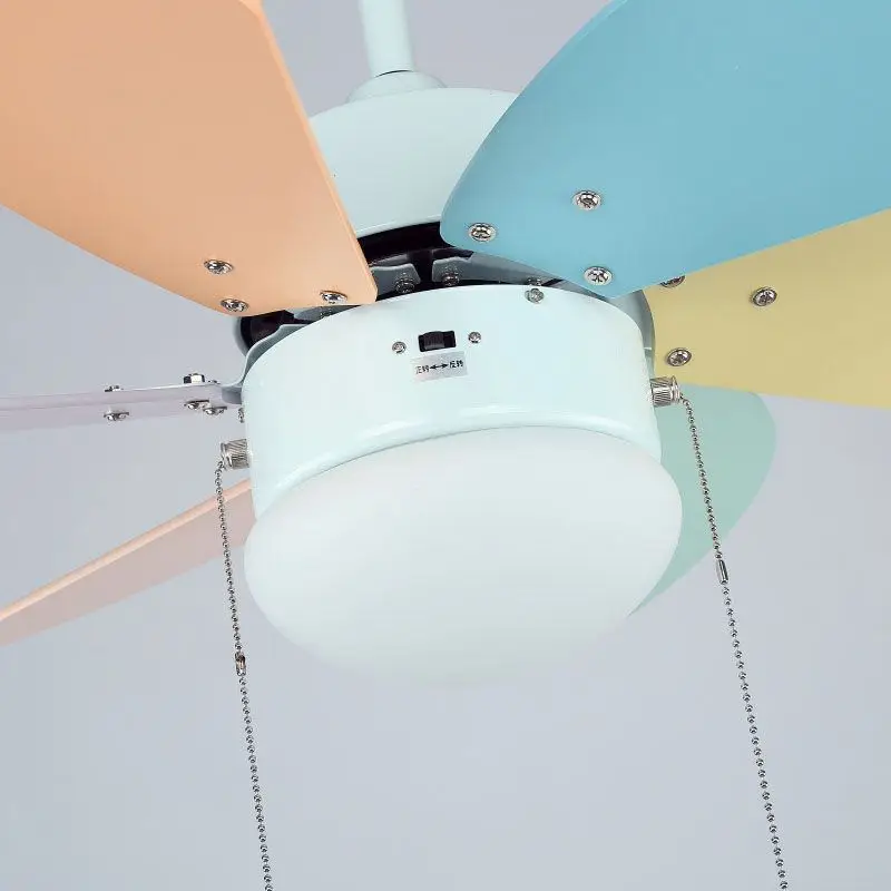 Цветные деревянные вентиляторы для потолка стеклянный абажур с сенсорной